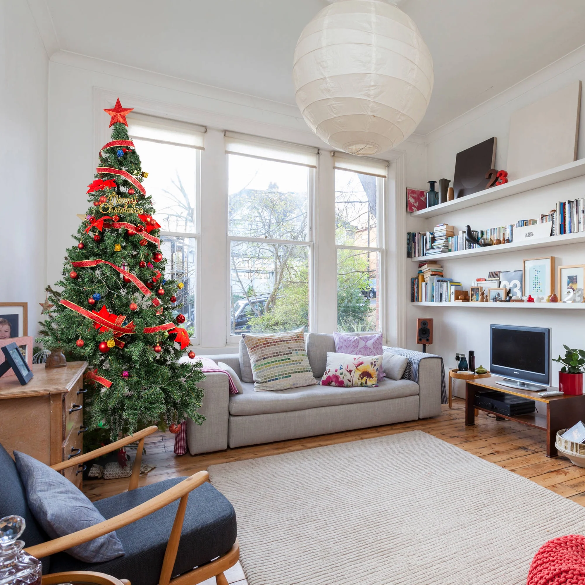 FusionFinds 7 Ft Christmas Tree Set with string light for Indoor - Image 3